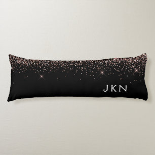 Rose Gold Blush Pink Glitzer Monogram Initialen Seitenschläferkissen