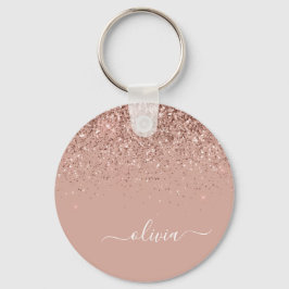 Rose Gold Blush Pink Glitzer Script Monogram Girl Schlüsselanhänger