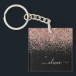 Rose Gold Blush Pink Glitzer Script Monogram Girl Schlüsselanhänger<br><div class="desc">Schwarz und Rose Gold Blush Pink Imitats Foil Sparkle Glitzer Script Monogram Name Schlüsselanhänger. Das macht den perfekten 16 Geburtstag,  Hochzeit,  Brautparty,  Jubiläum,  Babydusche oder Junggeselinnen-Abschied Geschenk für jemanden,  der Lieben glamourösen Luxus und schicke Stile.</div>