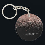 Rose Gold Blush Pink Glitzer Script Monogram Girl Schlüsselanhänger<br><div class="desc">Rose Gold - Rosa und Schwarz Sparkle Glitzer Script Monogram Name Schlüsselanhänger. Das macht den perfekten 16 Geburtstag,  Hochzeit,  Brautparty,  Jubiläum,  Babydusche oder Junggeselinnen-Abschied Geschenk für jemanden,  der Lieben glamourösen Luxus und schicke Stile.</div>