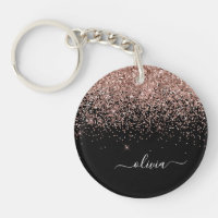 Rose Gold Blush Pink Glitzer Script Monogram Girl