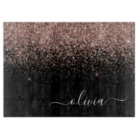 Rose Gold Blush Pink Glitzer Script Monogram Girl