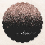 Rose Gold Blush Pink Glitzer Script Monogram Girl Untersetzer<br><div class="desc">Schwarz und Rose Gold - Schwarz Rosa Sparkle Glitzer Script Monogram Name Paper Untersetzer. Dies macht den perfekten Abschluss,  Geburtstag,  Hochzeit,  Brautparty,  Jubiläum,  Babydusche oder Junggeselinnen-Abschied Geschenk für jemanden,  die Lieben glamourösen Luxus und schicke Stile.</div>