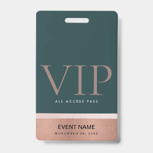Rose GOLD BLUSH PINK GREEN VIP EREIGNIS ZUGRIFF PA Ausweis