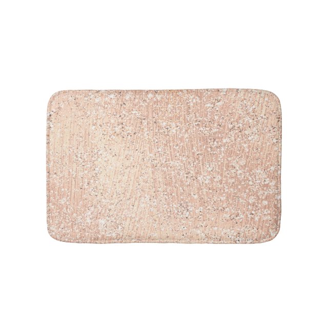 Rose Gold Blush Pink Kristallglas Lux Glitzer Badematte (Vorderseite)