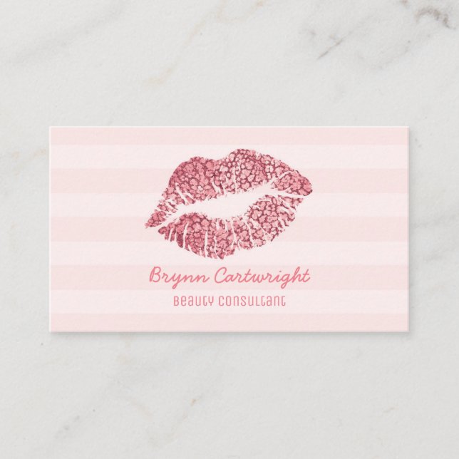 Rose Gold Blush Pink Lips Makeuty Consultant Visitenkarte (Vorderseite)