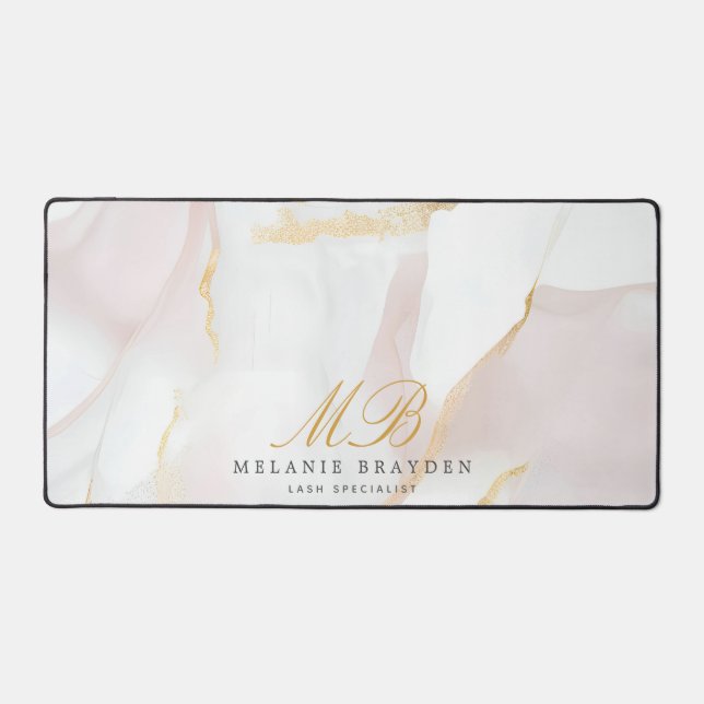 Rose Gold Blush Pink Marble Monogram (Recto)