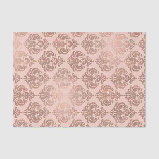 Rose Gold Blush Pink Modernes Glam Damask Seidenpapier (Vorderseite)