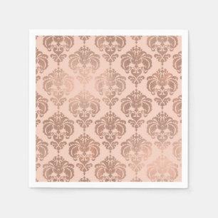 Rose Gold Blush Pink Modernes Glam Damask Serviette