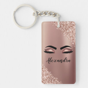 Rose Gold Blush Pink Monogram Glitter Eyelashes