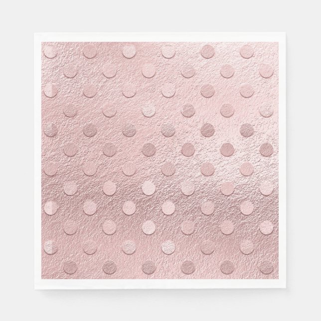 Rose Gold Blush Pink Polka Dot Serviette (Vorderseite)