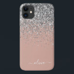 Rose Gold Blush Pink Silber Glitzer Monogramm Case-Mate iPhone Hülle<br><div class="desc">Rose Gold - Schwarz Rosa und Silber Imitate Sparkle und Dripping Glitzer gebürstete Metal Monogram Name und Anfangssondo Telefon. Das macht den perfekten 16 Geburtstag,  Hochzeit,  Brautparty,  Jubiläum,  Babydusche oder Junggeselinnen-Abschied Geschenk für jemanden,  der Lieben glamourösen Luxus und schicke Stile.</div>