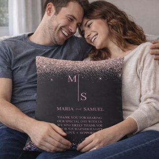 Rose Gold Blush Pink Silver Glitter Script Persona Kissen