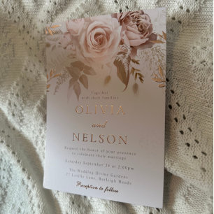 Rose Gold Blush Rose Dusty Rose Gold Hochzeit Folieneinladung