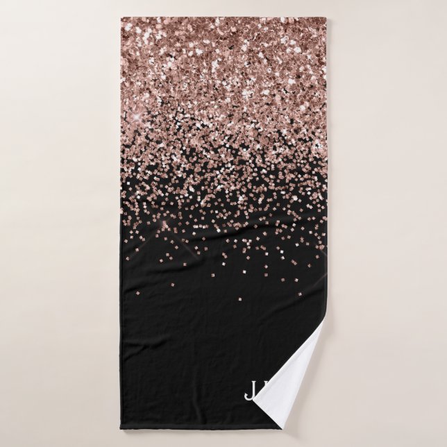 Rose Gold Blush rose Parties scintillant noire Mon (Serviette de bain)