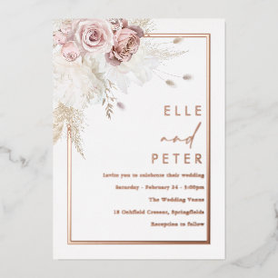 Rose Gold & Blush Schöne Hochzeit Folieneinladung