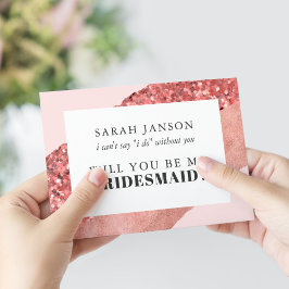 Rose Gold, Blush & Sequin Bridesmaid Einladung