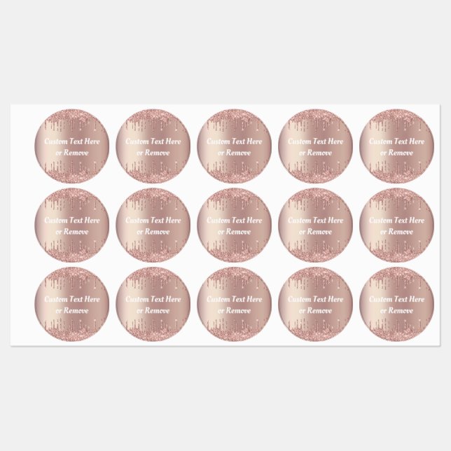 Rose Gold Blush Sparkle Tropfen Benutzerdefinierte Etiketten (Blatt)