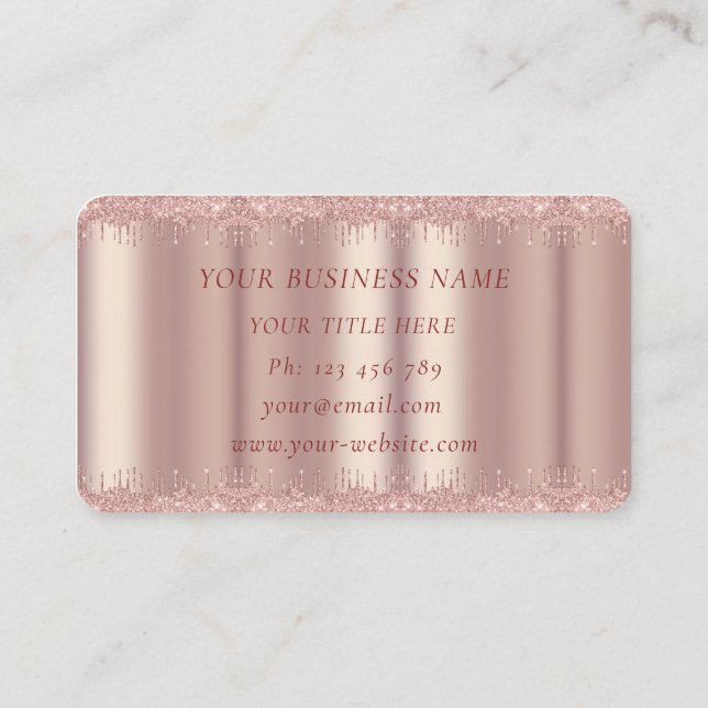 Rose Gold Blush Sparkle Tropfen - Luxus Elegant Visitenkarte (Rückseite)