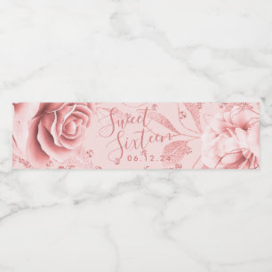 Rose Gold Blush Sweet 16 Glitzer Confetti Floral