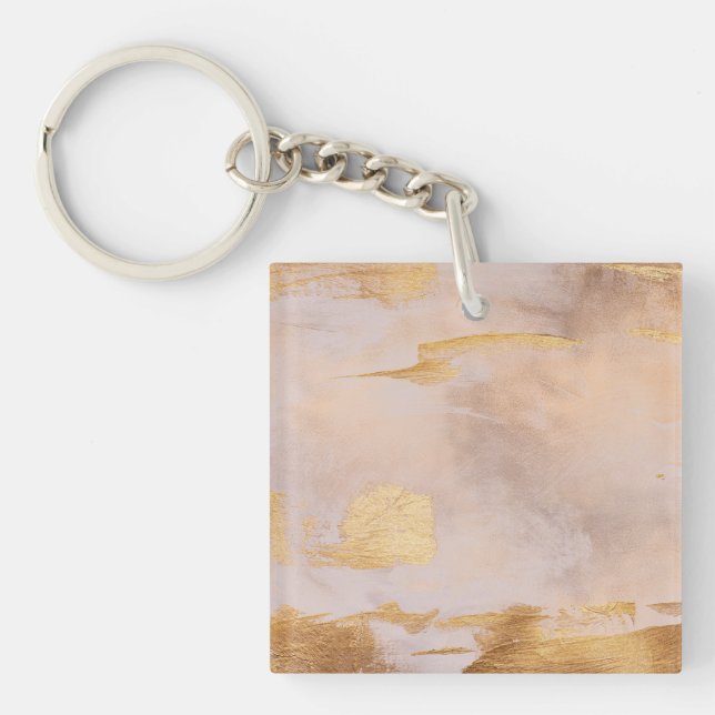 Rose Gold Blush und Gold Textur Schlüsselanhänger (Vorderseite)