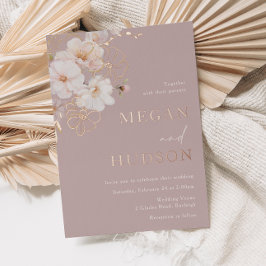Rose Gold & Blush Wildblumen Hochzeit Dusty Rose Folieneinladung