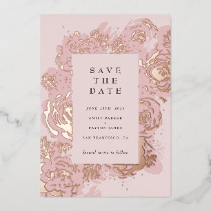 Rose Gold Blüten Folieneinladung