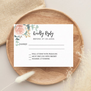 Rose Gold Blütenblüte Hochzeit Reaktion UAWG Mitteilungskarte