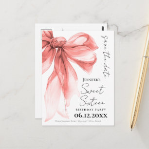 Rose Gold Bogen Coquette Sweet 16 Save the Date Postkarte