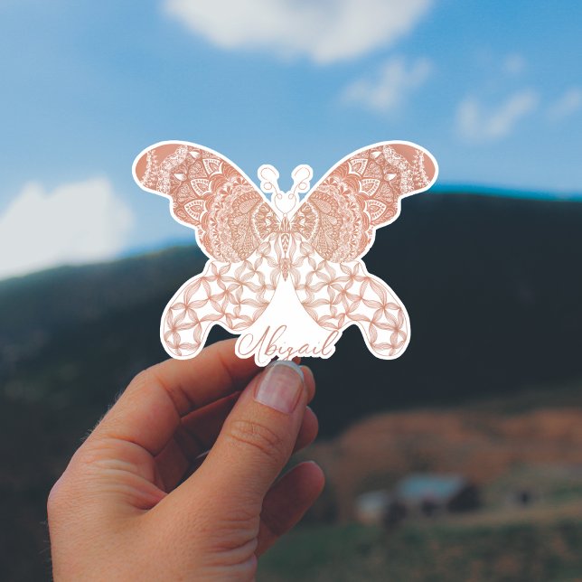 Rose Gold Boho Butterfly Aufkleber (Personalized Rose Gold Boho Butterfly Sticker)