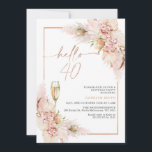 Rose Gold Boho Dry Floral 40. Geburtstag Einladung<br><div class="desc">Rose Gold Boho Dry Floral 40. Geburtstag Einladung Bohemisch inspiriert Hallo 40 Geburtstagseinladung mit rot oder staubigen rosa Blumenarrangements mit Pampas Gras,  einige Banksie und Palmen Blätter. Die Überschrift ist ein Wechselbild in Imitaten Rose Goldfolie. Diese blühende 40. Geburtstagseinladung ist ideal für jeden,  der böhmisch inspirierte Designs mag.</div>
