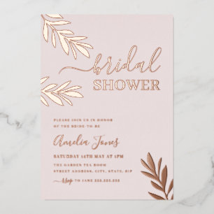 Rose Gold Boho Leaf Brautparty Folieneinladung