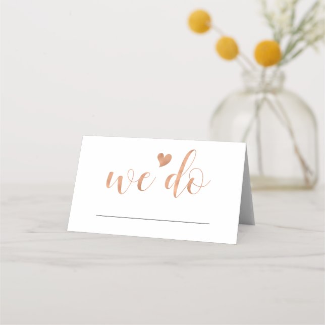 Rose Gold Boho Mariage Cartes de Place (Devant)
