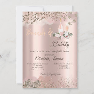 Rose Gold Border Brunch & Bubbly Brautparty Einladung