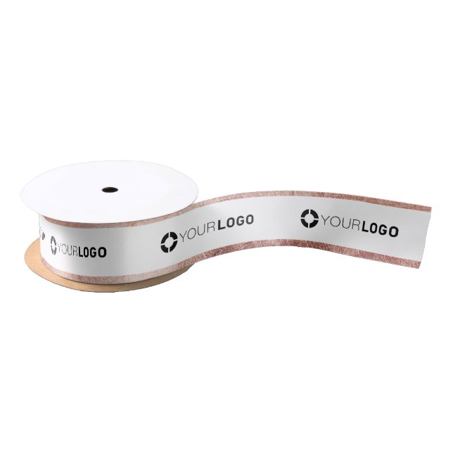 Rose gold border custom company Logo Business Gift Satinband (Spule)