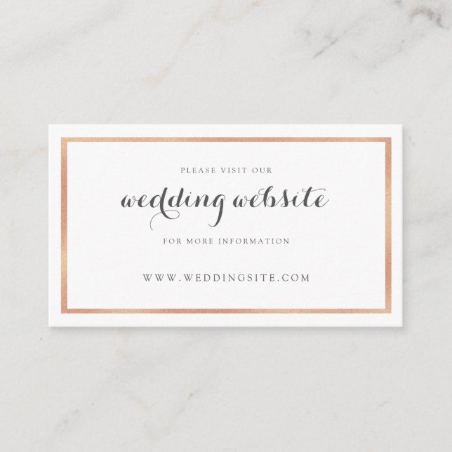 Rose Gold Border Modern Wedding Website Card Begleitkarte (Vorderseite)