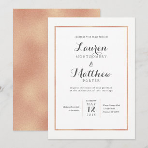 Rose Gold Border Moderne Hochzeit Einladung