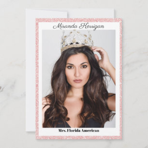 Rose Gold Border Pageant Autogrammkarte Einladung