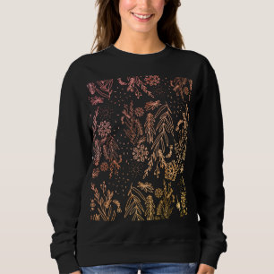 Rose Gold Botanical Doodle Muster Signatur Sweatshirt
