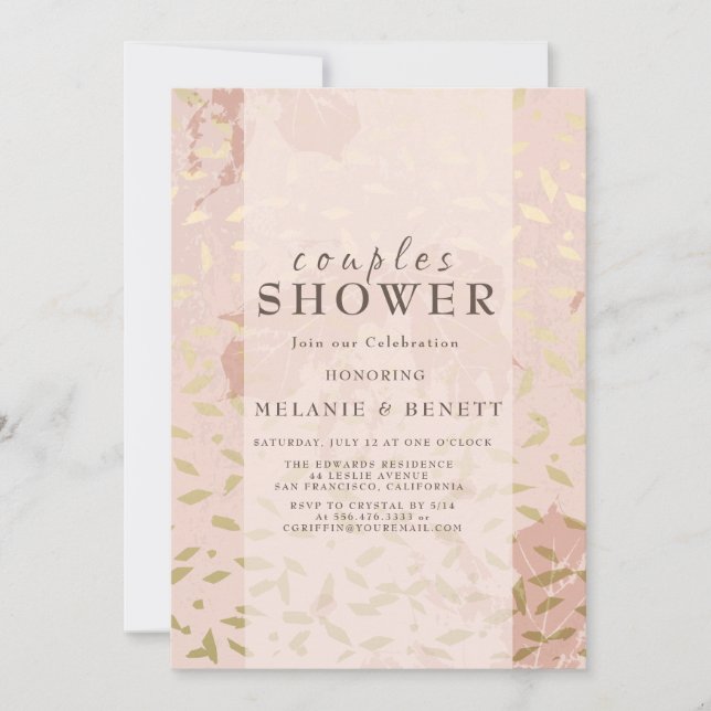 Rose Gold Botanische Paare Dusche Einladung (Vorderseite)