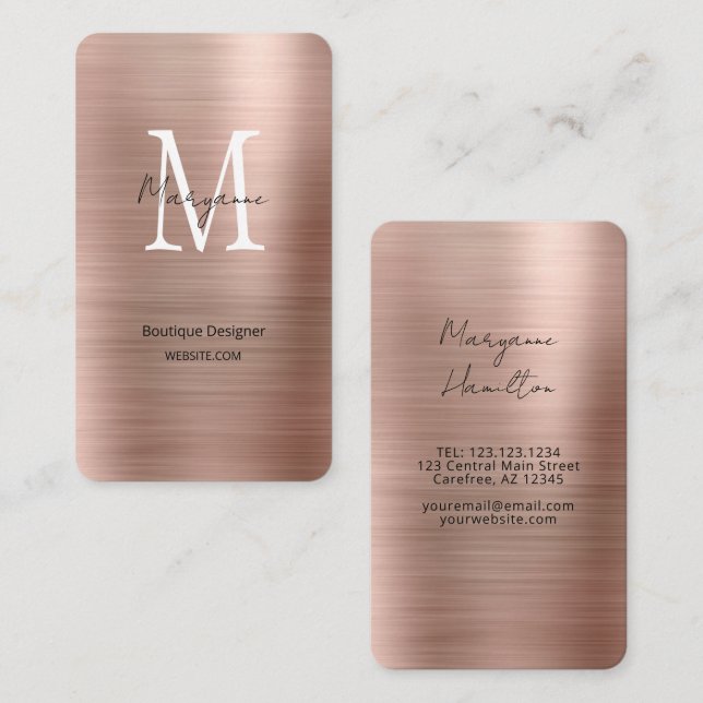 Rose Gold Boutique Moderne Visitenkarte (Vorne/Hinten)