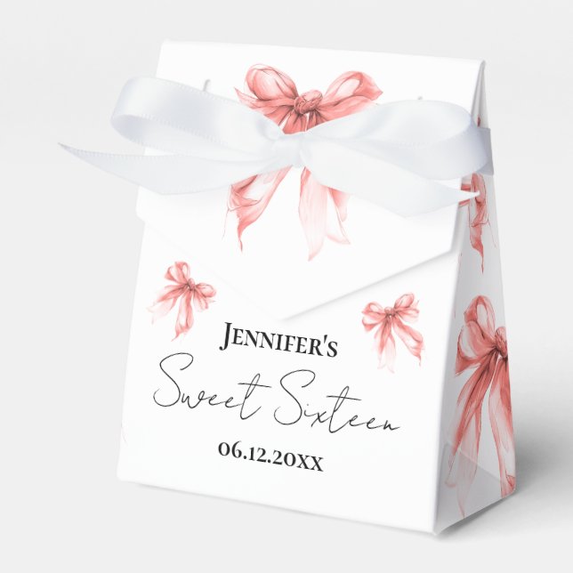 Rose Gold Bow Coquette Script Sweet 16 Thank You  Geschenkschachtel (Vorderseite)