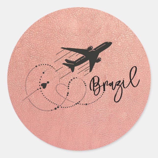 Rose Gold Brasilien Pass Runder Aufkleber (Vorderseite)