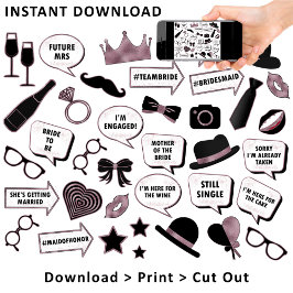 Rose Gold Brautparty Fun Party druckbare Eigenscha Poster