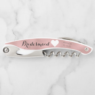 Rose Gold Brautparty Girly Bridesmaid Herzdatum Kellnermesser