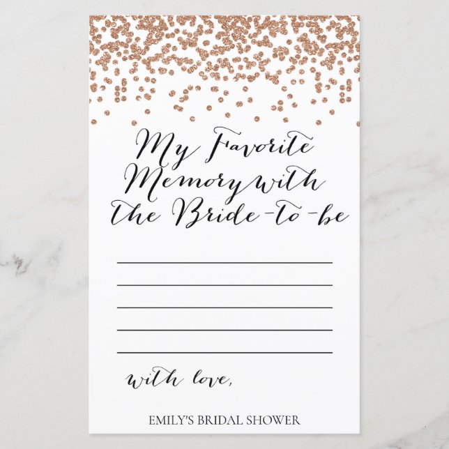 Rose Gold Brida Duschgame - Favorite Memory Card (Vorderseite)