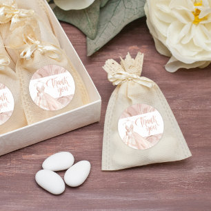 Rose Gold Bridal Dress Dusche Vielen Dank für Ihre Runder Aufkleber