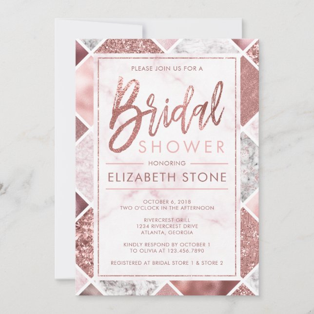 Rose Gold Bridal Dusche Einladung (Vorderseite)