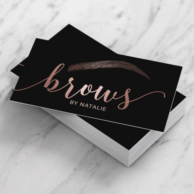 Rose Gold Brows Microblading Salon Typografie Visitenkarte (Von Creator hochgeladen)