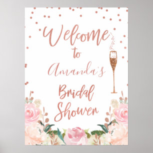 Rose Gold Brunch Bubbley Brautparty Willkommenssch Poster